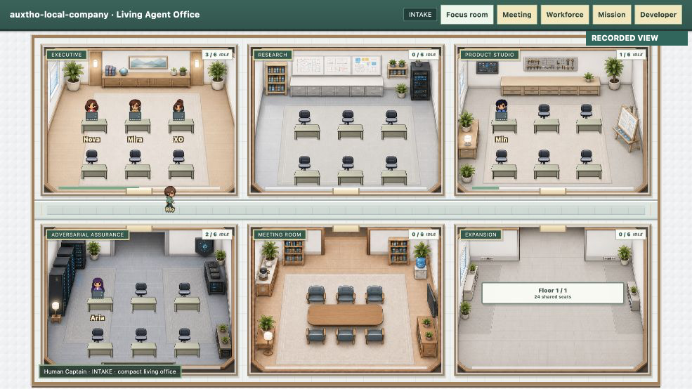 Actual Agent Runner development build · recorded office view