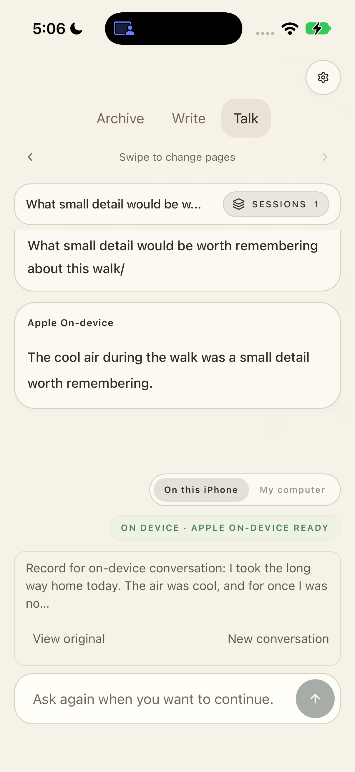 Moirion iPhone Apple on-device response